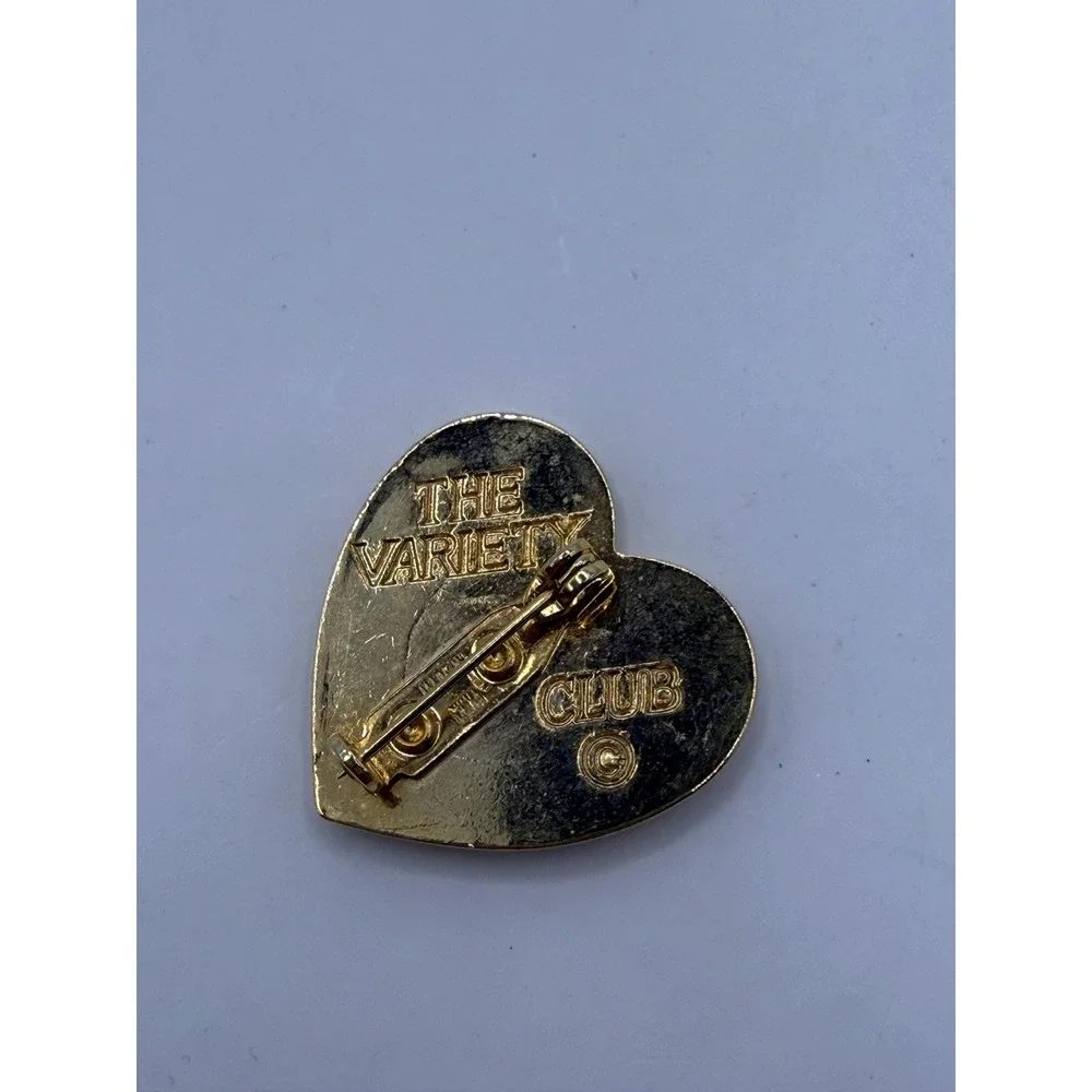Vintage Variety Club Heart Brooch – Children's Charity Fundraising Pin Gold Tone